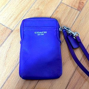 Coach purple wristlet phone case